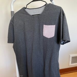 BYLT Charcoal Gray T-Shirt with Pink Pocket Accent, Size Large